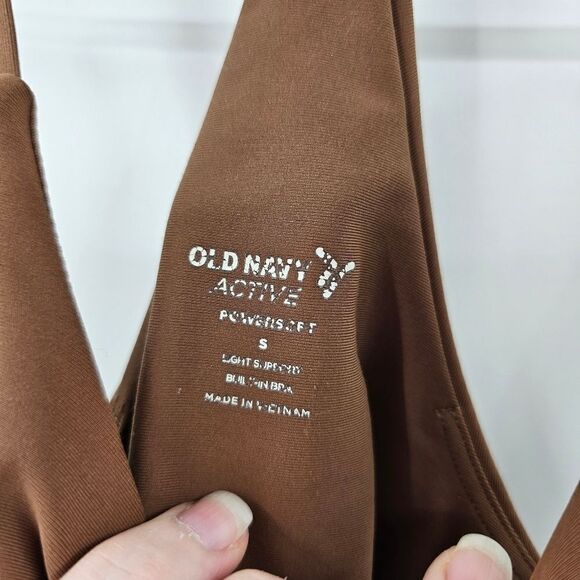 Old navy tank top built in bra brown small workout gym running athletic crop top - Picture 3 of 3